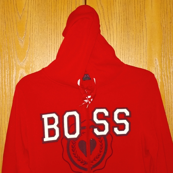 ReD/white/black "BOSS🖤" drawstring HOODIE & SWEATPANTS by: AQ SPORT Size: L - Picture 3 of 12